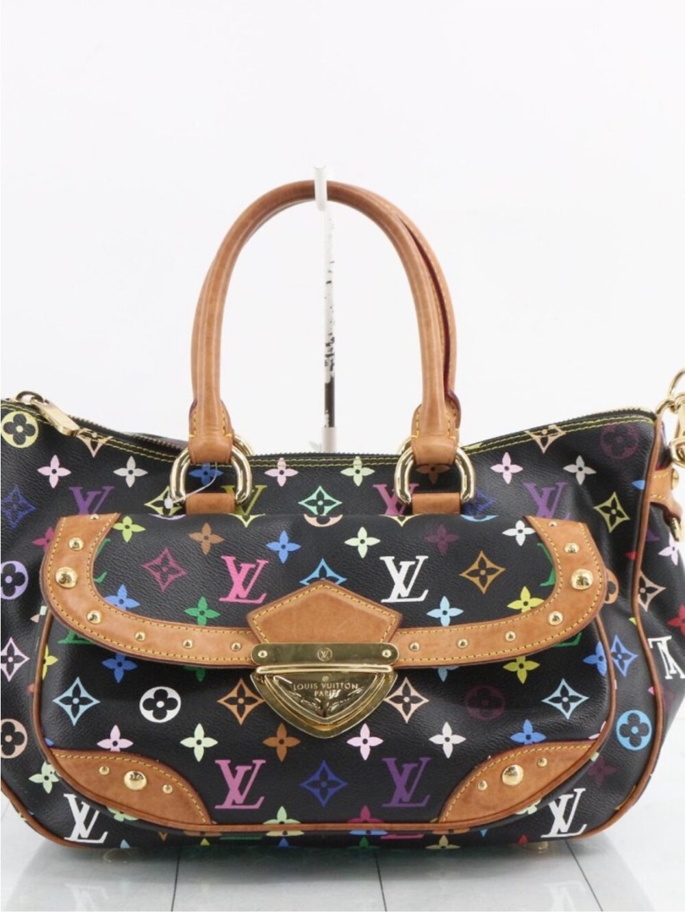 Louis Vuitton Rita Black Multicolor Monogram Canvas Satchel with Vachetta Trim